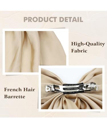 Cinaci 4 Pieces Large Big Oversized Satin Hair Bows with Long Tail French Barrettes Hair Clips Accessories for Women Girls Teens White Ivory Khaki Black - Buy Online on GoSupps.com