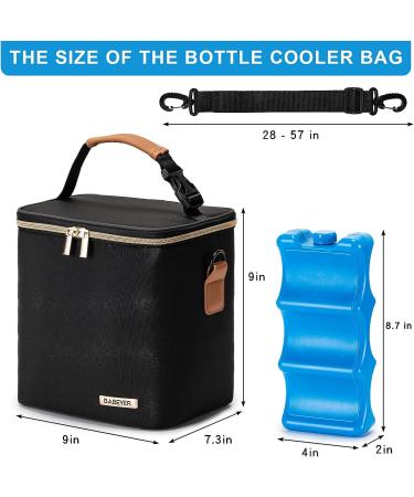 Babeyer Breast Milk Cooler Bag - Black | Fits 6 Baby Bottles Up to 9 Oz | Nursing Mom Daycare Shoulder Strap - Buy Online on GoSupps.com