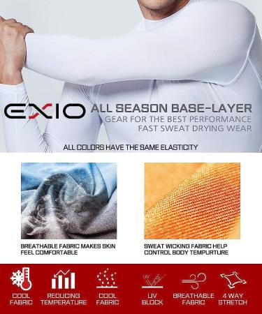 EXIO Men's Compression Baselayer Top | Cool Dry Workout Shirt - Medium Tall - Short & Long Sleeve | Red (EXR01-RD) - Buy Online on GoSupps.com