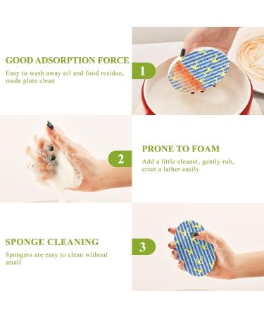 3-Pack Cleaning Kitchen Sponges Oval Anchor Blue Stripes Kitchen Cellulose Dishwashing Wood Pulp Cotton - Buy Online on GoSupps.com
