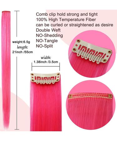 Rhyme 21'' 8PCS Pink Purple Hair Pieces for Girls & Women - Clip in Highlight Colored Extensions for Princess Parties (Purple Pink) - Buy Online on GoSupps.com