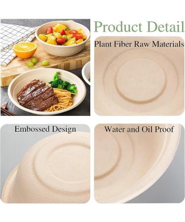 100 Pack 12oz Disposable Paper Bowls - Eco-Friendly Natural Bagasse, Heavy Duty Compostable Bowls for Parties & Catering - Buy Online on GoSupps.com