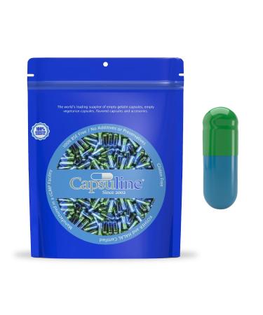 Capsuline Colored Size 3 Empty Gelatin Capsules Green/Blue 1000 Count |Kosher & Halal Certified |Gluten Free 1000 Count (Pack of 1)