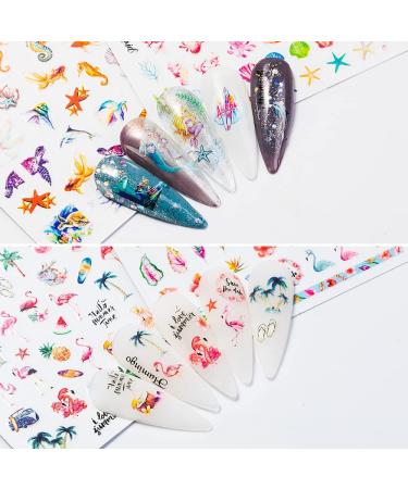 Flamingo & Mermaid 3D Nail Art Sticker Set - Self Adhesive Decals for Summer Nail Design - Girls DIY Decoration Accessories - Buy Online on GoSupps.com