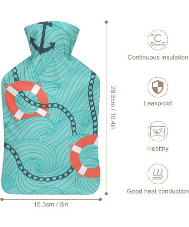 Hot Water Bottle with Lid - Anchor Pattern Rubber Bag for Pain Relief Cramps & Foot Warmer | Hot & Cold Therapy - Buy Online on GoSupps.com