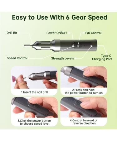Cordless Electric Nail Files with Dual Charge Modes 20000 RPM 6 Speeds Adjustable Portable Rechargeable Electric Nail Drill E File Manicure Pedicure Kit for Acrylic Gel Nails - Buy Online on GoSupps.com