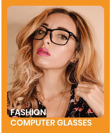 Cyxus Blue Light Blocking Computer Glasses | Square Retro Eyeglasses for Men and Women in Classic Black - Buy Online on GoSupps.com