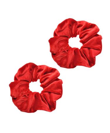 Hair Scrunchies for Women Velvet Scrunchy Hair Ties for Women Ladies Girls Hair Bands Elastic Soft Ponytail Holder Hair Bobbles Hair Accessories for Thick Thin Curly Hair Red
