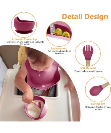 5pcs Baby Weaning Set with Adjustable Bib and Suction Bowl - Pink | BPA Free Feeding Sets for Babies and Toddlers - Buy Online on GoSupps.com