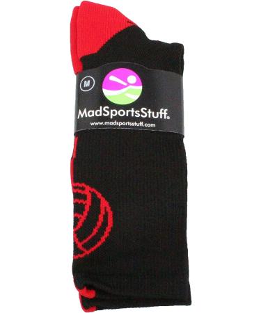 MSS Volleyball Socks for Girls, Women & Teens | Crew Length Black/Scarlet (Large) - Buy Online on GoSupps.com