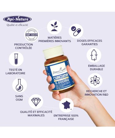 Turmeric Piperine 5500mg Pure Essence | Natural Anti Inflammatory | 95% Curcumin 25x More Concentrated | With Black Pepper for Maximum Absorption | Non-GMO Vegan | 80 Api-Nature Capsules - Buy Online on GoSupps.com