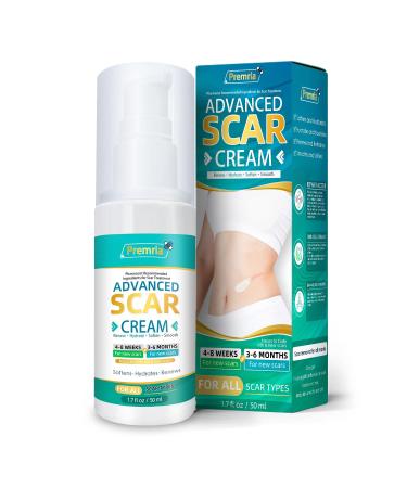 100% Silicone Scar Gel - Scar Cream Advanced Scar Gel for Surgical Scars C-Section Stretch Marks Acne Injury Burns Keloids Hypertrophic Old and New Scars by Premria BEAUTY 1.7oz (50g)