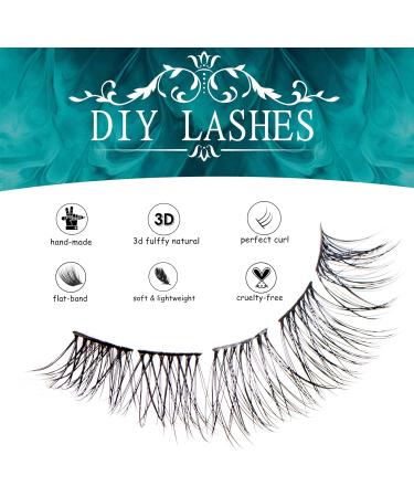 SISILILY 6 Rows Cluster Lashes C Curl DIY Eyelash Extension Kit 12mm Length - Reusable 3D False Eyelashes with Flat Tweezer (DM04-12mm) - Buy Online on GoSupps.com