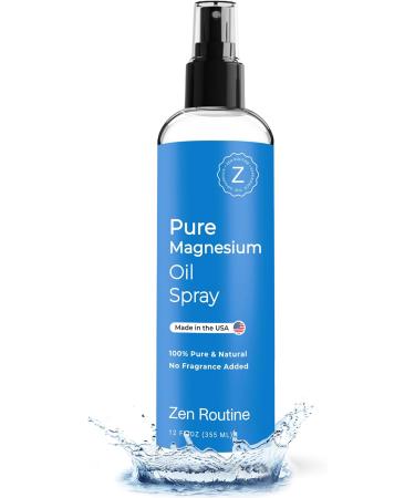 Zen Routine Pure Magnesium Oil Spray Fast Absorbent 100% Organic Magesium Oil Magnesium Spray for Feet - 12 FL Oz