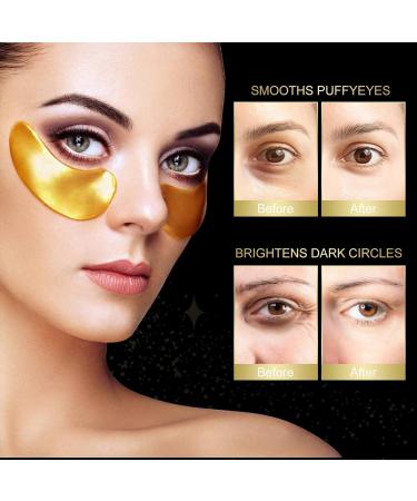 Valleylux 24K Gold Eye Pads 20 Pairs Anti-Aging Collagen & Hyaluronic Acid Masks for Dark Circles Puffiness & Wrinkle Reduction - Buy Online on GoSupps.com