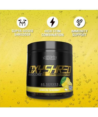 EHPlabs OxyShred Hardcore Thermogenic Pre Workout Shredding Supplement - Promotes Shredding Energy Booster Pre-Workout Mood Booster - Lemon Sherbet 40 Servings Lemont Sherbet - Buy Online on GoSupps.com
