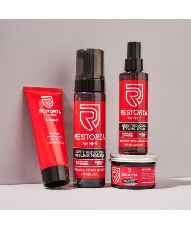 Restoria Grey Reducing Cream for Men - Hair Cream for Restoring Natural Hair Colour Gradually Up to 100% Grey Coverage - Vegan 100ml - Buy Online on GoSupps.com
