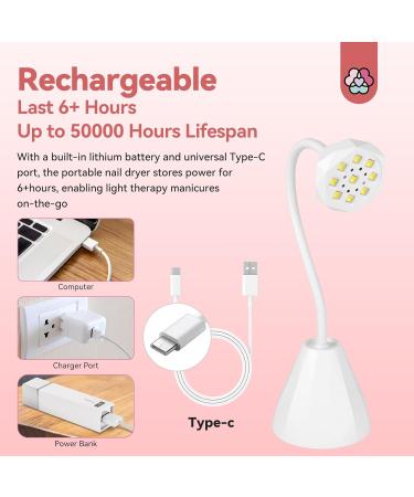 SAVILAND Rechargeable U V Lamp for Gel Nails: 27W Smart Sensor U V Nail Lamp Portable 10s Flash Cure Nail Lamp for Gel Nails Mini Fast Dry LED Nail Lamp Nail Dryer Nail Artist Travel Home Use A Lotus White - Buy Online on GoSupps.com