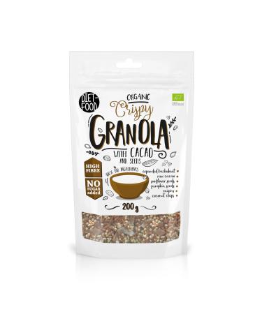 DIET FOOD Granola Keto v g talien bio croustillant au cacao et graines sans gluten petit-d jeuner faible en glucides snack non OGM sans sucres ajout s 200g (1 unit )