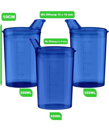 Shop 3x Beak Cups with Lids - 250ml Blue Batch Set for Seniors & Babies | Drinking Cup with Multi-Size Openings - Buy Online on GoSupps.com