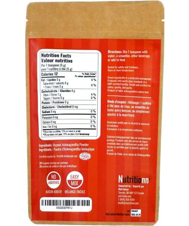 Organic Ashwagandha Powder by Nutritionn - 150 Grams - 100% Pure Natural Premium Whole Food Supplement - Anti-Anxiety & Stress Relief - Buy Online on GoSupps.com