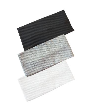 8cm Wide Black Headband for Women White Gray Stretchy Jersey Hair Band for Yoga Makeup Running (black+white+light gray) - Buy Online on GoSupps.com
