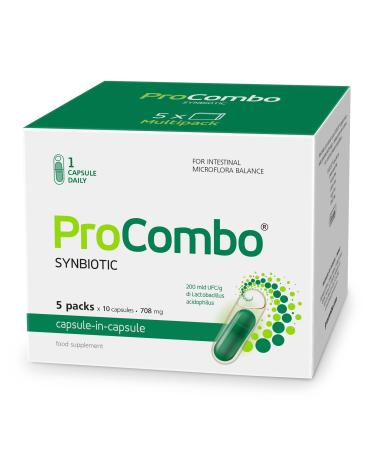 ProCombo Pr biotic & Pr biotic for Gut Health 200 Billion CFU 50 Capsules Pack of 5