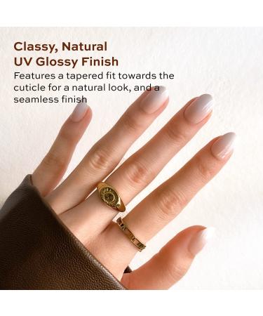 Glamnetic Press On Nails - Creamer | UV Finish Neutral Ombre Short Round | 30 Nail Kit with Glue, 15 Sizes - Buy Online on GoSupps.com