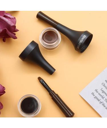 Waterproof Gel Eyeliner Set - Black & Brown | Durable Cream Formula with Brush | Quick Drying Eye Makeup - Buy Online on GoSupps.com