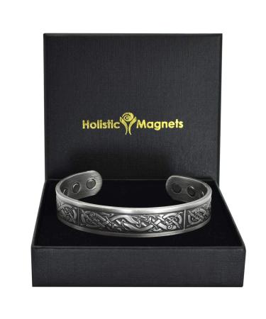 Holistic Magnets Viking copper bracelet XL (antique silver) Men Magnet Bracelets for arthritis original gifts for men Magnetic hardship VP (XL: wrist 22-24cm)