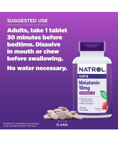 Natrol Fast Dissolve Melatonin 10 mg Melatonin Supplements for Restful Sleep Sleep Support for Adults 100 Strawberry-Flavored Melatonin Tablets Up to a 100 Day Supply - Buy Online on GoSupps.com