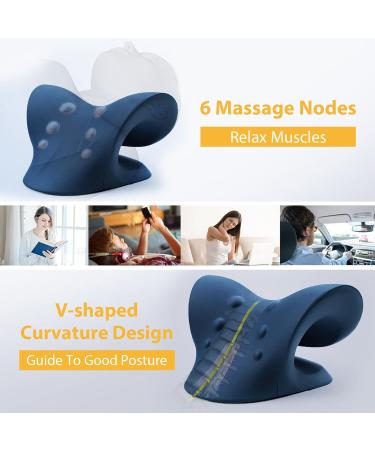Anzorhal Neck & Shoulder Massage Cushion | Cervical Traction Device for Pain Relief | Dark Blue | Effective Neck Pain Headache & Shoulder Pain Relief - Buy Online on GoSupps.com