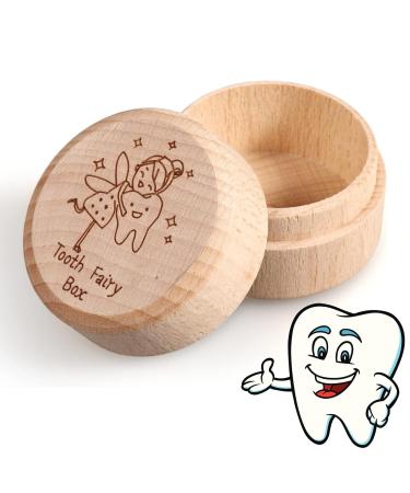 Siqian Wooden Tooth Fairy Box Tooth Fairy Bag Tooth Fairy Pouch Tooth Box Keepsake Baby Teeth Save Box for Tooth Loss Baby Birthday Gifts