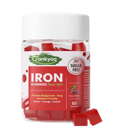 Iron Gummies for Women Teen Girls Chewable Iron Supplements with Active Folate Vitamin B12 C Zinc Energy & Immune Health Organic Ferrous Bisglycinate Chelate 18mg Gentle Sugar Free 60 Gummies