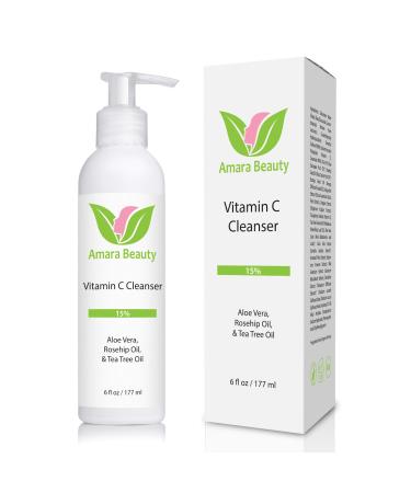 Amara Beauty Facial Cleanser with 15% Vitamin C  Aloe Vera  Rosehip Oil & Tea Tree Oil  6 fl. oz.
