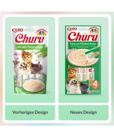 Inaba Churu Puree Cat Treats - Tuna & Chicken Handheld Licking Snacks 4x14g Pack - Delicious Cat Food for Picky Eaters - Buy Online on GoSupps.com