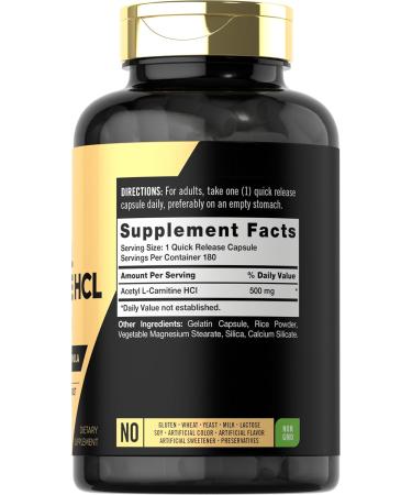 Carlyle Acetyl L-Carnitine HCL 500mg - 180 Count Non-GMO Gluten Free Supplement | International Shipping Available - Buy Online on GoSupps.com
