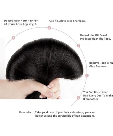 Hotlulana 20-Inch Natural Black Tape Extensions - 100% Real Hair 50g Skin Weft 20PCs Invisible Hair Extensions (#1B) - Buy Online on GoSupps.com