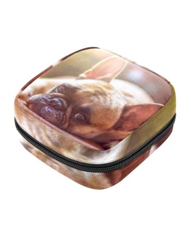 Menstruation pad bag with zipper women's napkin bag tampons collective bags for women and girls (French bulldog)