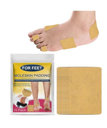 Moleskin for Feet 10 Packs Moleskin Padding Plus Adhesive Backing Moleskin Tape Protects Tender Spots Boots Hiking Reduce Friction Pain on Feet from Friction Rubbing - Cut to Fit