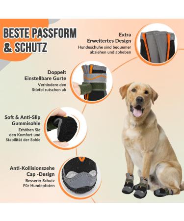 Eyin Dog Shoes - Waterproof Paw Protection for All Dog Sizes | Non-Slip Reflective Velcro Fastener | Outdoor Sports | Size 8 Black - Buy Online on GoSupps.com