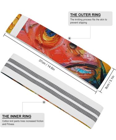 Vibrant Fish Painting Resistance Bands | Elastic & Fabric Exercise Bands for Fitness - Buy Online on GoSupps.com