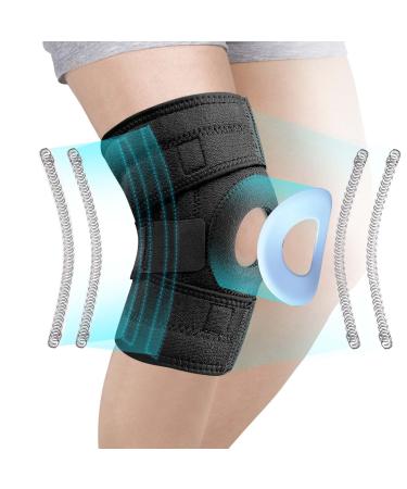 Knee Brace, Knee Braces for Knee Pain, Knee Braces with Side Stabilizers & Patella Gel Pads for Injury Recovery & Workout, Suitable for Men and Women, Right