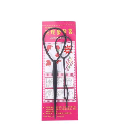 Auracure 2 Pieces Topsy Tail Hair Twister Styler Hairstyle Aid Hair Twister Loop Black