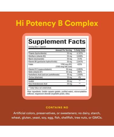 Natural Factors Hi Potency B Complex 50 mg 90 Capsules - Buy Online on GoSupps.com