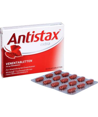 ANTISTAX Extra Vein Tablets - 30 Film-Coated Tablets for Improved Circulation | Fast Shipping Worldwide - Buy Online on GoSupps.com