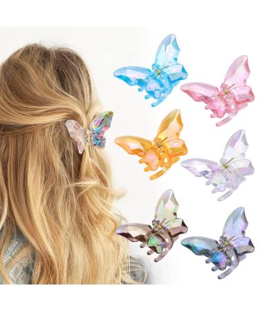 Geluzak Hair Clips for Women - Hair Claw Clips Jaw Clips 3.3 inch Girls Clear Butterfly Hair Clips Beautiful Butterfly Hair Clips Hair Accessories for Girls and Women 6 pack Ganchos para el Cabello