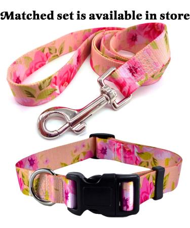 Mihqy Adjustable Soft Dog Collar - Bohemian Floral Design for All Sizes | Pink Rose (L) 38-63 cm | Comfortable & Stylish Pet Accessory - Buy Online on GoSupps.com