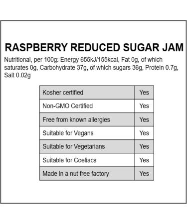 Wilkin & Sons Tiptree Raspberry Reduced Sugar Jam / 6 x 200g jars/Vegetarian Vegan Coeliac friendly/Gluten-Free/Made in the UK - Buy Online on GoSupps.com