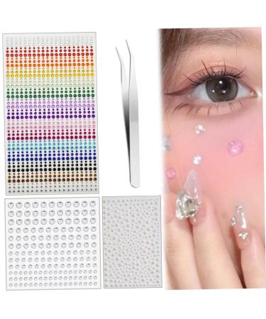 1390 PCS/Set Face Jewels for Facial Makeup Kit 3-Sheet Skin-Friendly Face Glitter with Tweezer Self-Adhesive Rhinestones for Daily Use Festivals